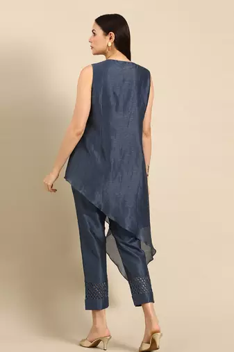 Indigo chanderi kota kurta top