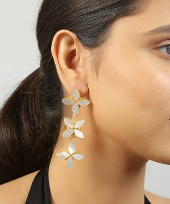 Golden mother of pearl earrings 2
