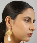 Golden baroque pearl drop earrings