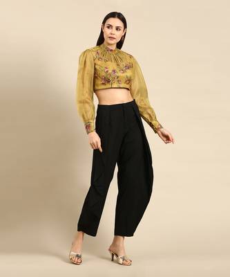 Black silk cotton dhoti pant 1