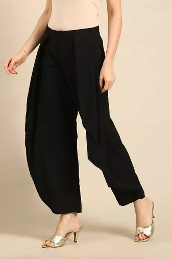 Black silk cotton dhoti pant