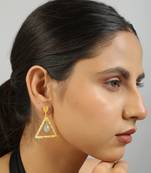 Golden contemporary monalisa stone earrings