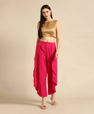 Pink silk cotton dhoti pant 1