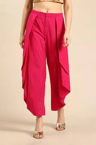 Pink silk cotton dhoti pant