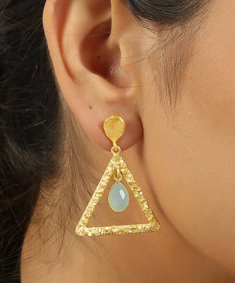 Golden contemporary monalisa stone earrings 2