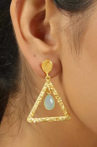 Golden contemporary monalisa stone earrings