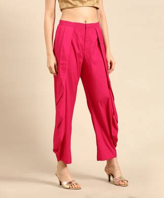 Pink silk cotton dhoti pant 3