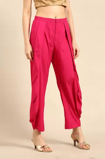 Pink silk cotton dhoti pant