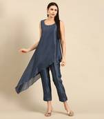 Blue chanderi kota tappered pants