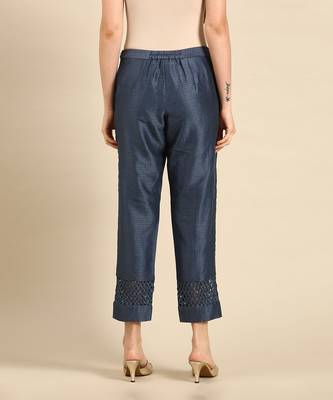 Blue chanderi kota tappered pants 3
