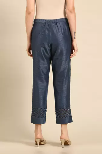 Blue chanderi kota tappered pants