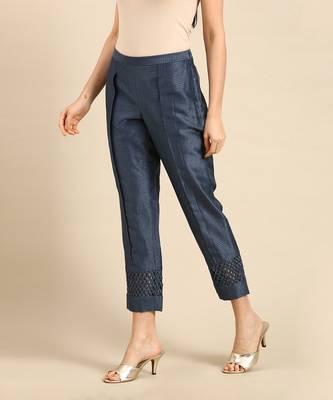 Blue chanderi kota tappered pants 4