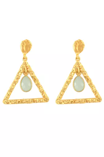 Golden contemporary monalisa stone earrings