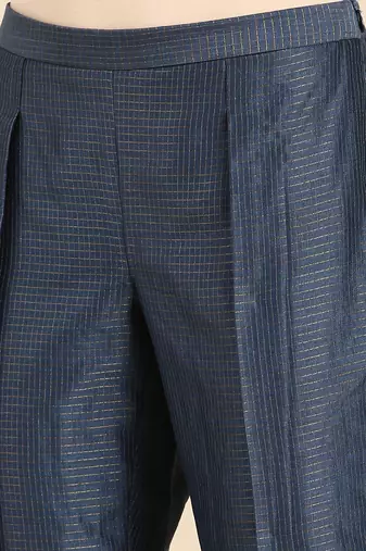 Blue chanderi kota tappered pants