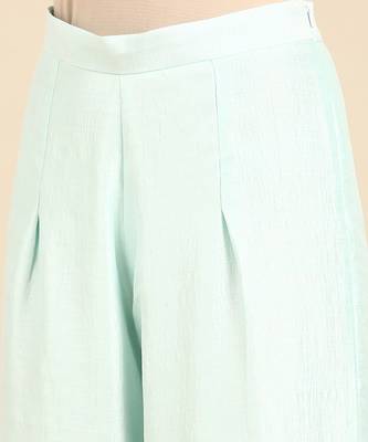 Aqua blue silk palazzo pants 5