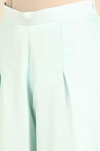 Aqua blue silk palazzo pants