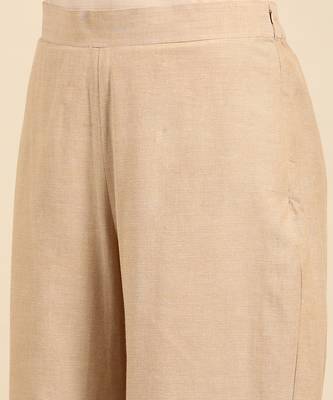 Beige cotton embroidered pant 5