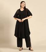 Black cotton embroidered pant