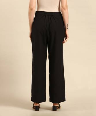 Black cotton embroidered pant 4