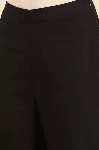 Black cotton embroidered pant
