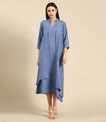 Blue cotton layered dress