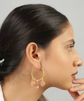 Golden handcrafted brass hoop earrings 1