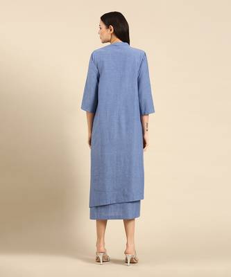 Blue cotton layered dress 4