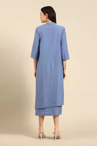Blue cotton layered dress
