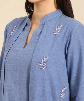 Blue cotton layered dress 5