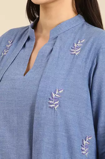 Blue cotton layered dress