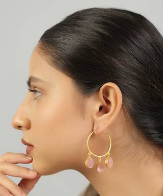 Golden handcrafted brass hoop earrings 2