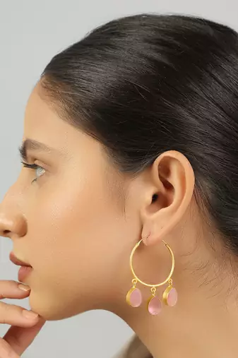 Golden handcrafted brass hoop earrings