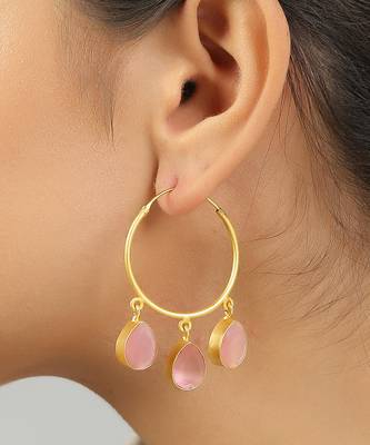 Golden handcrafted brass hoop earrings 3