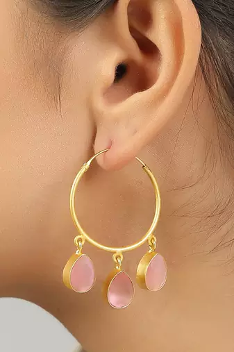 Golden handcrafted brass hoop earrings