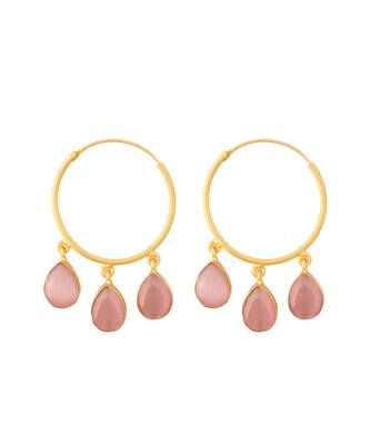 Golden handcrafted brass hoop earrings 4