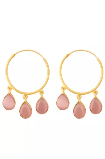 Golden handcrafted brass hoop earrings