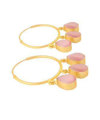 Golden handcrafted brass hoop earrings 5