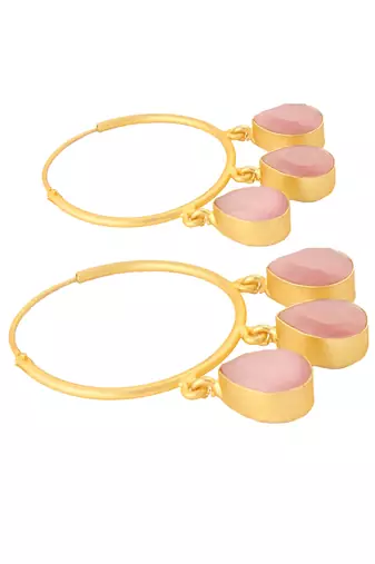 Golden handcrafted brass hoop earrings