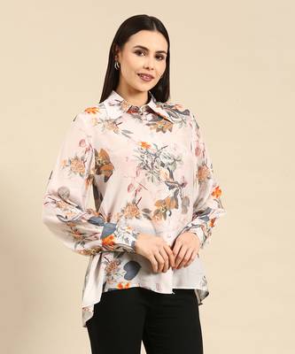 Off white floral printed muslin shirt 3