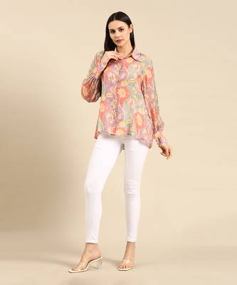 Pastel printed muslin shirt 1