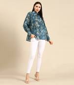 Blue mul mul cotton printed shirt