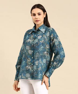 Blue mul mul cotton printed shirt 2