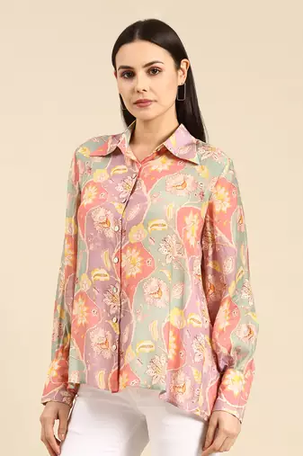 Pastel printed muslin shirt