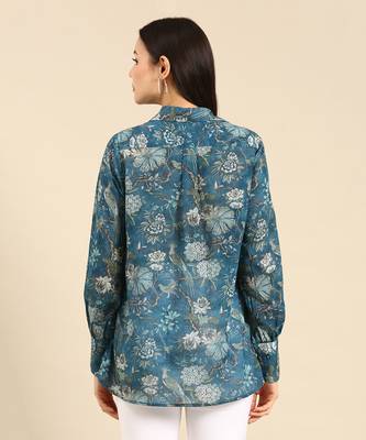 Blue mul mul cotton printed shirt 4