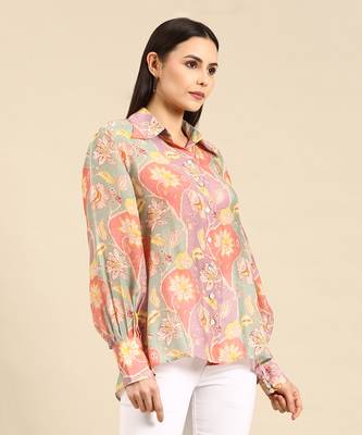Pastel printed muslin shirt 3
