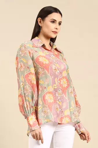 Pastel printed muslin shirt