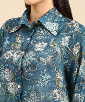Blue mul mul cotton printed shirt 5