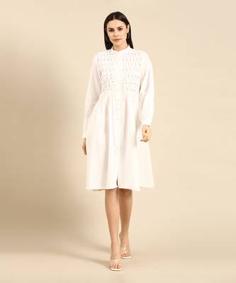 White cotton smocked dress 1