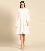 White cotton smocked dress