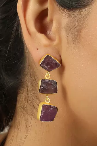 Purple druzy amethyst earrings